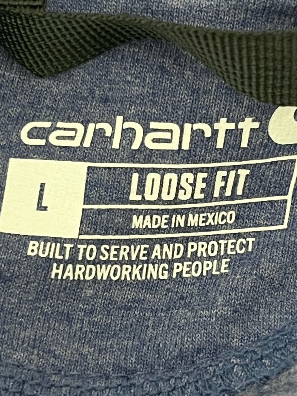 Carhartt Mens Loose Fit Spellout Hoodie K288H53 L Blue Workwear Rugged Carpenter - Picture 5 of 7